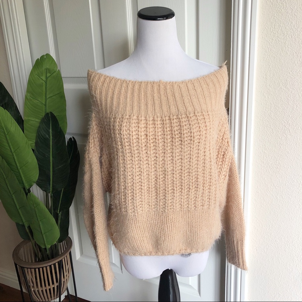 Pink Off The Shoulder Sweater